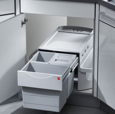 Hailo Rondo, 3-fach Einbau-Mülleimer, 360° drehbar, Eckschrank Küche