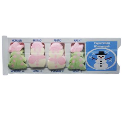 Tablettenbox Schneemann gefüllt mit Schaumzucker Scherzartikel 25g