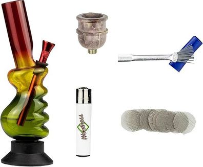 Weedness Acryl Bong Skulli 20 cm mit Kickloch - Plastik Kleine Mini Set Zubehör