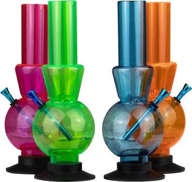 Acryl Bong Stages 30 cm mit Kickloch 3-teiliges Set - Plastik Kleine Mini Set Zubehör