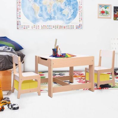 vidaXL Kindertisch mit 2 Stühlen MDF