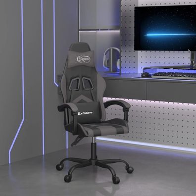 vidaXL Gaming-Stuhl Drehbar Schwarz und Grau Kunstleder