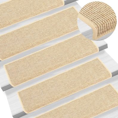 vidaXL Stufenmatten Selbstklebend 15 Stk Sisal-Optik 65x21x4cm