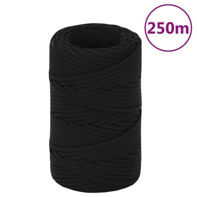 vidaXL Arbeitsseil Schwarz 2 mm 250 m Polyester