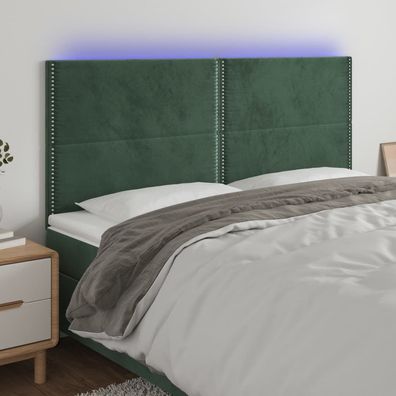 vidaXL LED Kopfteil Dunkelgrün 180x5x118/128 cm Samt