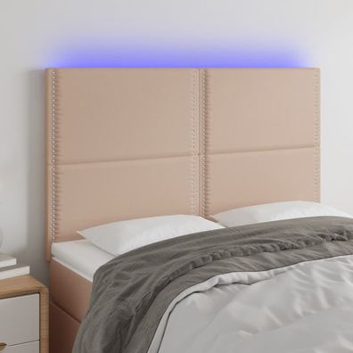 vidaXL LED Kopfteil Cappuccino-Braun 144x5x118/128cm Kunstleder