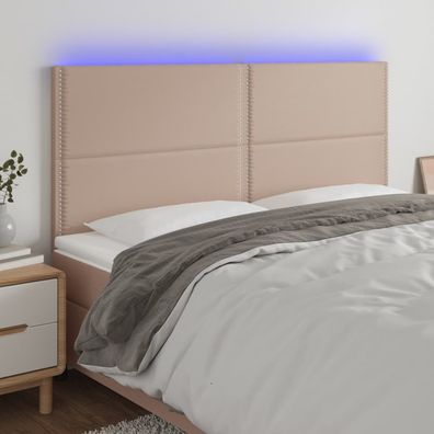 vidaXL LED Kopfteil Cappuccino-Braun 180x5x118/128cm Kunstleder