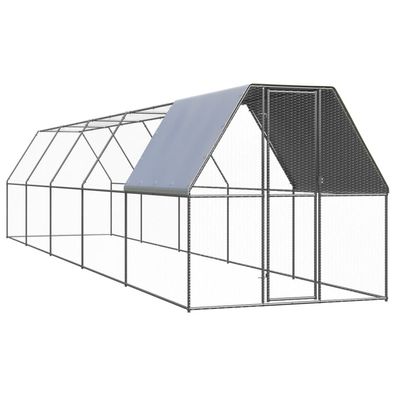 vidaXL Outdoor-Hühnerkäfig 2x10x2 m Verzinkter Stahl