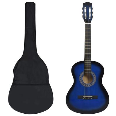 vidaXL 8-tlg. Klassikgitarren-Set für Anfänger Blau 3/4 36"