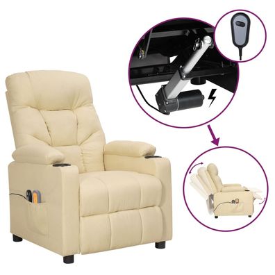 vidaXL Massagesessel Elektrisch Creme Stoff