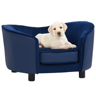 vidaXL Hundesofa Blau 69x49x40 cm Plüsch und Kunstleder