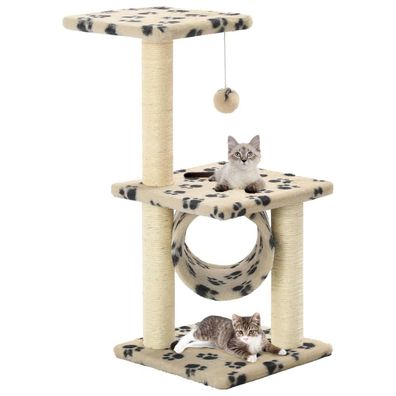 vidaXL Katzen-Kratzbaum Sisal 65 cm Beige Pfoten-Aufdruck