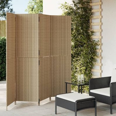 vidaXL Paravent 4-tlg. Beige Poly Rattan