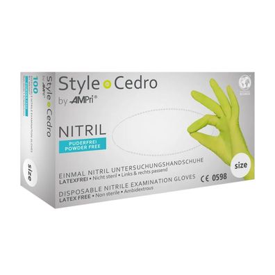 10x STYLE CEDRO, Nitril-Untersuchungshandschuh, puderfrei, cedro, Gr. S | Box (100 St