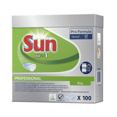 SUN Professional All in One ECO Tabs Geschirrreinigertabs | Packung (100 Stück)