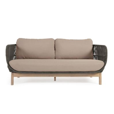 3-Sitzer Sofa Catalina aus grünem Seil und Akazie Sitzgarnitur Couch Wohnzimmer