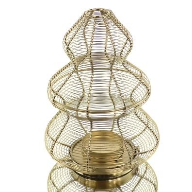 GASPER Weihnachtswindlicht Tannenbaum goldfarbener Draht 33 cm - Aluminium