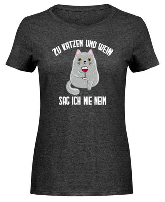 Zu katzen und wein sag ich nie nein - Damen Melange Shirt