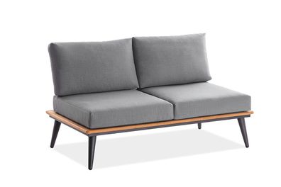 Loungesofa Serrax 2-Sitzer 147x81 Polster Grau Teakholz Gestell Alu Anthrazit