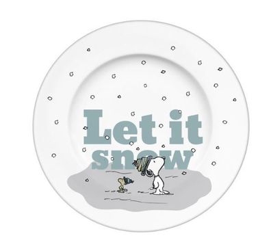 Peanuts Porzellan Teller: Snoopy + Woodstock: Let it Snow