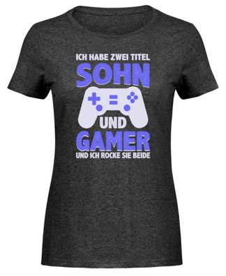ich habe zwei titel sohn und gamer - Damen Melange Shirt