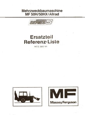 Ersatzteilliste Massey Ferguson MF50H 50HX Ersatzteil Referenz-Liste Unbenutzt