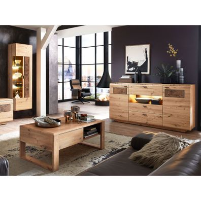 Wohnzimmer Marian 38 Artisan Eiche 3-teilig Hängevitrine Sideboard LED