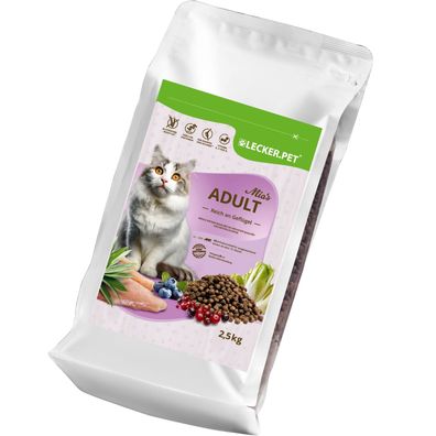 2,5 - 10 kg Lecker. Pet® Mia's Adult Herzhaftes Geflügel Katzen Trockenfutter Volln