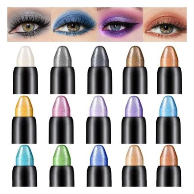 15 Farben Bunter Perlglanz Lidschattenstift EyelinerTextmarkerstift Eyeliner Gelstift