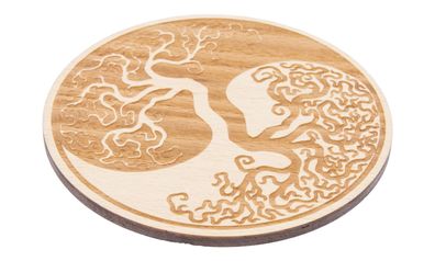 Getränke-Untersetzer natur Lebensbaum YingYang 4er Set