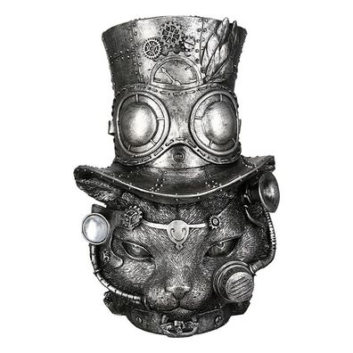 Gilde Skulptur "Steampunk Tom-Cat" antik silberfarben H: 24 cm B: 16 cm T: 14cm 89350