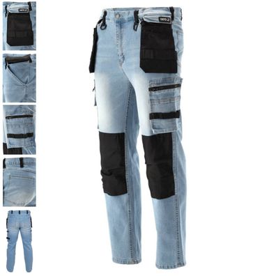 Arbeitshose, Strech Jeans, blau/schwarz Größe M