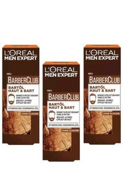 3x Bartöl / 30ml / Loreal Men Expert / bändigt Haut & Bart m. Zedernholzöl