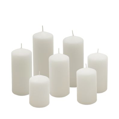 Wachs Stumpen Kerze 7er Set - creme - Weihnachten Advent Laterne Windlicht Deko