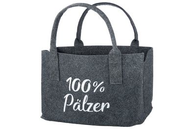 Gilde Tasche, "100% Pälzer", Schriftzug, Filz, grau, VE 4, L. 26 cm, B. 40 cm, H