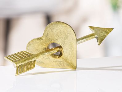 Gilde Dekoobjekt, Herz, "Cupid", Aluminium, goldfarben, VE 4, L. 12 cm, B. 25,5