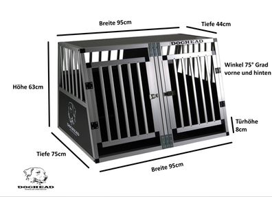 Doghead Hundetransportbox Alu 95x75x63 DG Eco Neu Hundebox Hundekäfig Transportbox