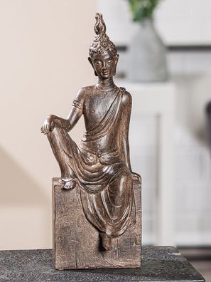 Gilde Figur, Buddha, "Maitreya", Kunstharz, braun, VE 2, L. 12 cm, B. 15 cm, H