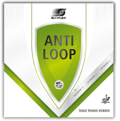 Sunflex Antiloop Tischtennis-Belag, 1,5mm Schwamm schwarz | Tischtennisschläger