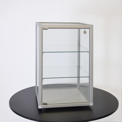 Glasvitrine CT klein Alu beleuchtet abschließbar 40 cm quadratische Profile