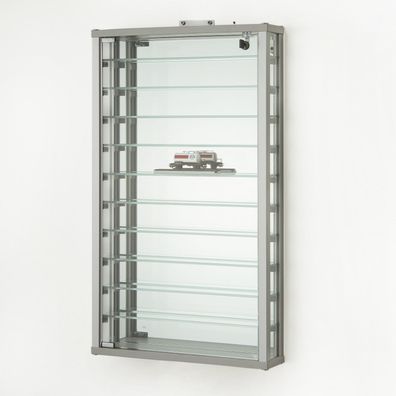 Wandvitrine IP Sammlervitrine Glas Wand hängend Alu abschließbar & Spiegel 50 cm