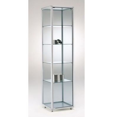 Glasvitrine C abschließbar 40 cm Alu Vitrinenschrank mit Rollen Sammlervitrine