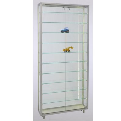 Wandvitrine C abschließbar 80 cm Sammlervitrine Alu Vitrinenschrank & Spiegel