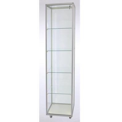 Standvitrine CVL Sammlervitrine Glas abschließbar LED- Beleuchtung 50 cm Rollen