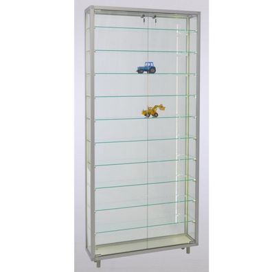 Wandvitrine Glas CVL stehend Vitrine Wand LED-Beleuchtung Holzrückwand Schloss