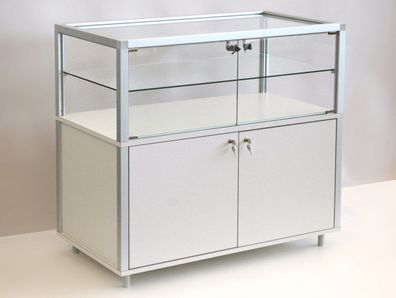 Thekenvitrine CBM Glasvitrine & Unterschrank 100 cm Vitrine mit Schloss Rollen