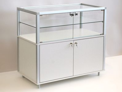 Thekenvitrine CBM Glasvitrine & Unterschrank 100 cm beleuchtet Schloss Rollen