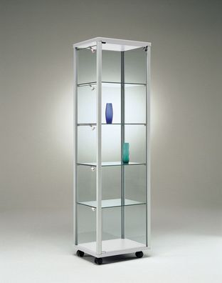 Glasvitrine QV Vitrine schmal Ausstellung Messe abschließbar 50 cm Standfüße