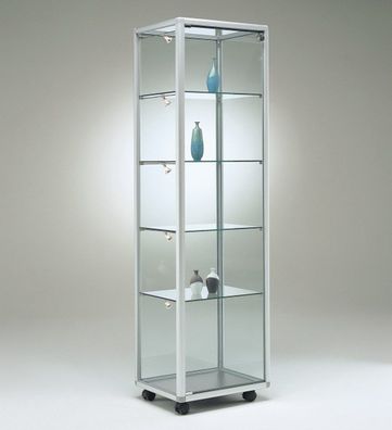 Juwelier Vitrine Alu Glasvitrine BV Messe abschließbar & Spiegel & Füße 50 cm