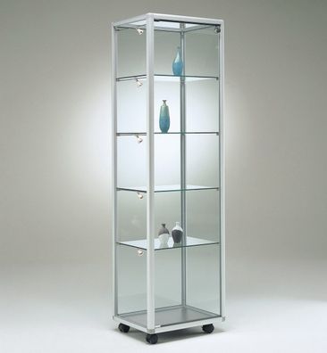 Juwelier Vitrine beleuchtet Glasvitrine BV Messe abschließbar 50 cm Rollen